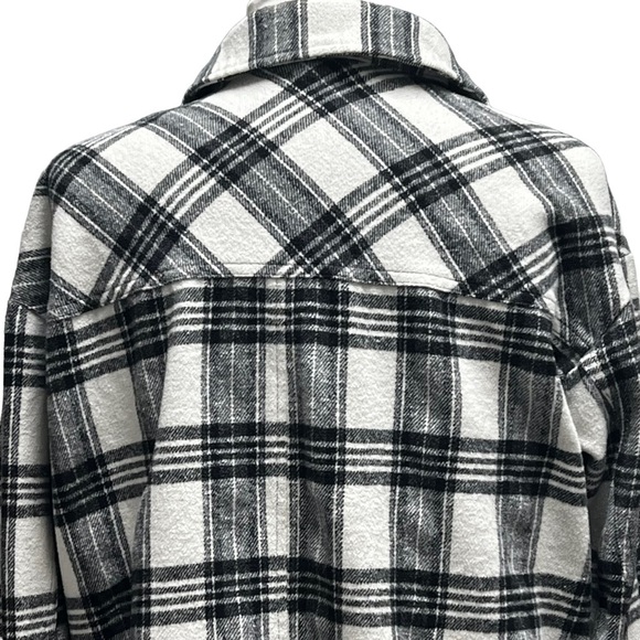 LA Hearts PacSun Plaid Shacket Black White Flannel Shirt Jacket Oversized M/L - Picture 8 of 15